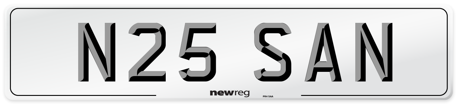 N25 SAN Number Plate from New Reg